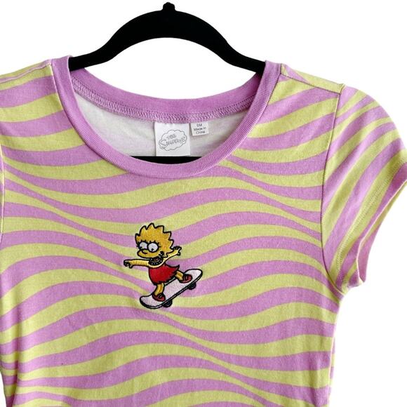 Lisa Simpson Retro Wavy Striped Cinch Side Tee - Picture 3 of 6